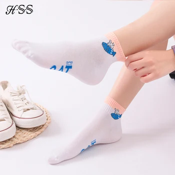  HSS Značky 3Pairs Pohodlné Ženy Ponožky Bavlna Harajuku Žena Skatebord Krátke Ponožky Lumbálna Módne Zviera Tlače Členkové Ponožky