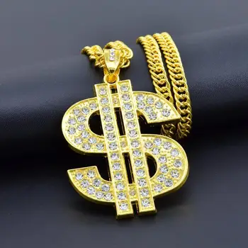  Hot Predaj hip hop nočný klub prehnané zlata reťazca dolára zlatý náhrdelník mužov a žien, trend osobnosti prívesok