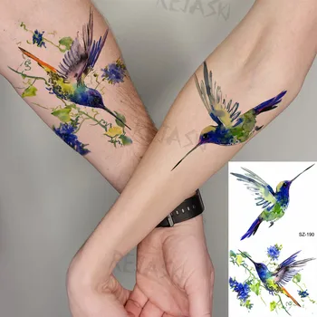  Malé Geometrické Veľryba Dočasné Tetovanie Pre Ženy, Dospelých Horské Lesy Kolibrík Realistické Falošné Tetovanie Módne Tetovanie Umývateľný