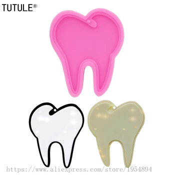  Lesklé zub kľúčom plesní-Lesklý-Lesklé epoxidové zuby živice plesní-Prívesok-Tag/náušnice náhrdelník-Keychain-Tooth Fairy plesní