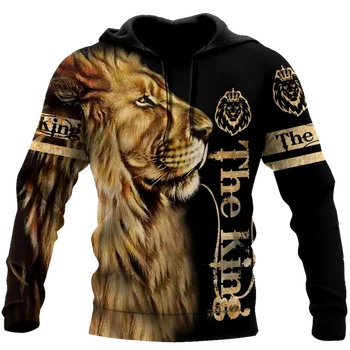  2021 jeseň hot predaj módnych s kapucňou sveter 3d digitálna tlač tiger a lev sveter unisex osobnosti pulóver bežné