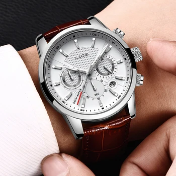  LIGE Top Značky Luxusné Módne Nový Kožený opasok Quartz Muži Hodinky Bežné Dátum Obchodné Muž náramkové hodinky Homme Montre Hodiny+Box