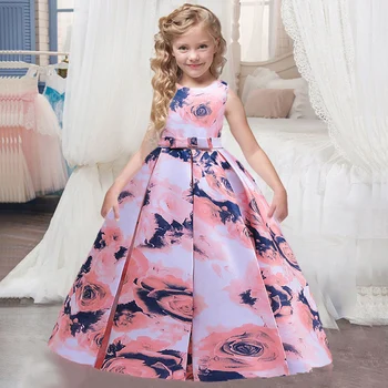  2021 Dospievajúce Dievča Šaty Deti, Oblečenie Pre Deti Tlač Poschodí Princezná Vestido Strany Svadobné Šaty 10 12 Rokov Vestidos