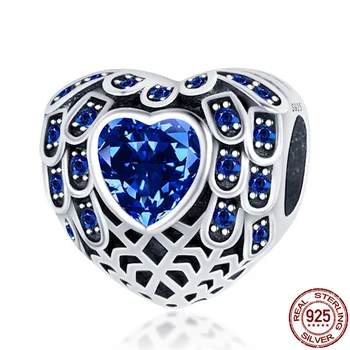  Autentické 925 Sterling Silver Modrá Hviezda v Tvare Srdca Zirkón Fit Pôvodné Pandora Náramok&Náramok, Takže Fashion, DIY Šperky