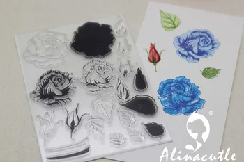 Alinacutle JASNÉ ZNÁMKY Vrstvený Ruže, Kvety, Kvetinové Zápisník Karty Album Paper Craft Gumový Valček Transparentný Silikónový Pečiatka
