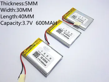  3.7 V, 600mAh batérie 503040 Lithium Polymer Li Po li ion Nabíjateľná Batéria Pre Mp3 MP4 MP5 GPS bluetooth časť elektroniky