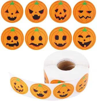  500PCS/Roll Halloween Kolo Nálepky Samolepiace Etikety Papierové Cukríky Ghost Tekvica Zápisník DIY Party Dekorácie, Darčekové Balenie