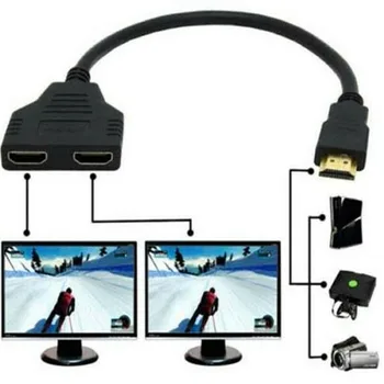  Kompatibilný s HDMI Splitter Kábel 1 Samec Na Dual kompatibilný s HDMI 2 Samica Y Splitter Adaptér kompatibilný s HDMI HD LED LCD TV s 30 cm