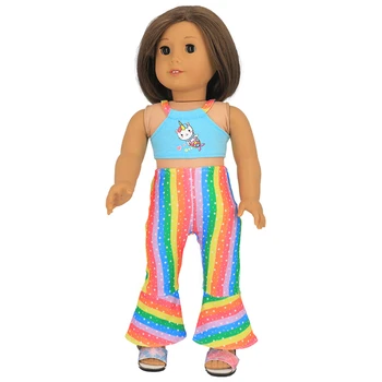  18-Palcové Bábiky Oblečenie Bábiky Košieľka Letná 43 cm Bábiku Rainbow Horela Nohavice pre Americké Dievča Bábiky Bikini Nábytok pre Bábiky