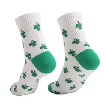  Írsky Festival Saint Patricks Deň Posádky Ponožky Zelená Ďatelina Ďatelina Pruhovaný Vzor Tlače Dovolenku Strany Bavlna Pančuchový Tovar