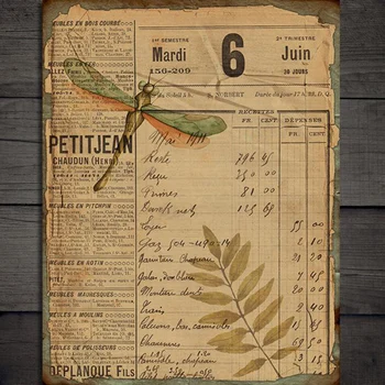  4Pcs/Pack A5 Vintage Rastlín Dragonfly Washi Nálepky DIY Plavidlá Scrapbooking Album Nevyžiadanej Vestník Plánovač Dekoračné Nálepky