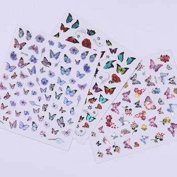  Vzor motýľ 3D Nail Art Nálepky Prenos Nálepky, Nálepky Samostatne Adhensive Jazdca Dekorácie Nechtov Príslušenstvo DIY Dizajn