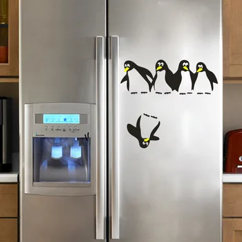  Penguin Chladnička Nálepky Chladnička Obtlačky Kuchyňa Samolepiek Na Stenu, Tapety Na Chladnička, Kuchyňa, Kúpeľňa Dekorácie