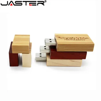  JASTER LOGO prispôsobené Námestie dreva USB Flash Disk kl ' úč 64 GB 32 GB, 16 GB 8 GB U Diskov Memory Stick fotografovanie svadobné dary