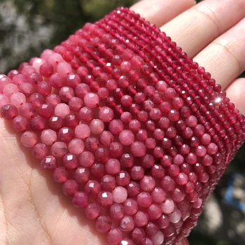  A+ Prírodné Rubys Kameň Korálky Micro Tvárou Malé Červené Crystal Kolo Voľné Korálky pre KUTILOV, Šperky, Takže Náramok Korálky Dodávky