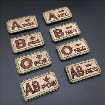  2ks/set krvná Skupiny Škvrny na Oblečení POS A+ B+ O+ AB+ Taktických Vojenských Škvrny Vyšívané Odznaky NEG A - B - O - AB-
