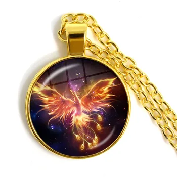  Hviezdne Nebo Zviera Phoenix Súhvezdí Dvanásť Zlatých Saint Seiya Sklenenou Kupolou Prívesok Náhrdelník Detí Klasické Komické Pamäť Darček