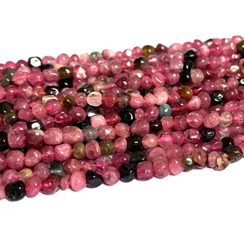 Veemake Black Ružový Turmalín DIY Náhrdelník Náramky Náušnice Prírodný Drahokam Crystal Nugget Korálky Pre Šperky, Takže 07256