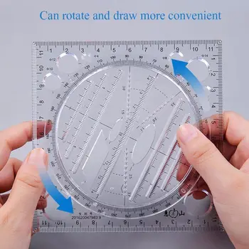  Multifunkčné Kreslenie Pravítko Springhall Uhol a Kruh Maker Kreslenie Geometrických Šablóny Výkresu Meracie Pravítka Viacúčelový