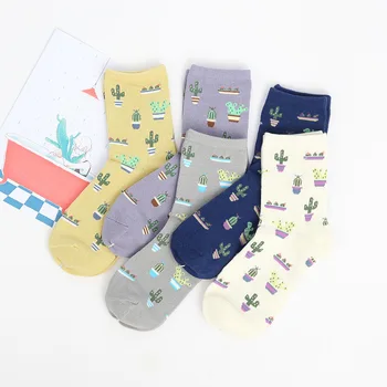  Nový Závod Kaktus vzor ženy ponožky pohodlné krásne roztomilé ponožky bavlna Bežné Teplé ponožky pre dievčatá