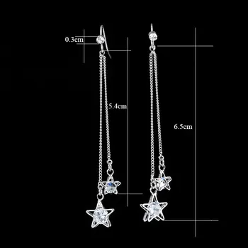  Nové Módne Luxusné Dvojlôžkové Bling Crystal Star Náušnice Pre Ženy Dlhý Strapec Drop Visieť Náušnice Ucho Svadobné Šperky