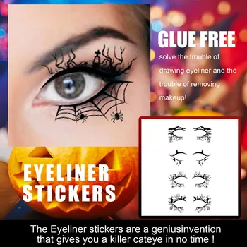  4Pairs Dočasné Oko Tetovanie Nálepky DIY Samolepiace Nepremokavé Očné linky, Nálepky make-up Nástroj pre Halloween Party