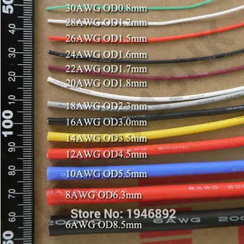  30 m/roll ( 164ft ) 18AWG Silikónové ostnaté drôty Kábel Pocínovaného medeného Drôtu DIY Elektronické drôtu 10 farieb Môžete vybrať