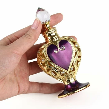  Luxusný Parfum Crystal Fľaša Purpurové Srdce Koruny Ročník Zlatá Čipka 12ml Zberateľskú Prázdne Sklenené Trubice Prenosné Kozmetické Nástroj