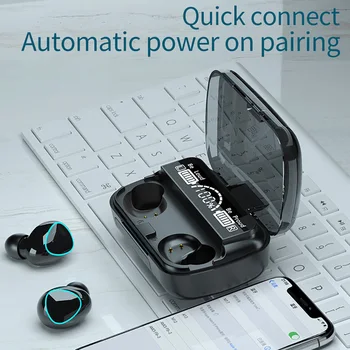  TWS Bezdrôtové Slúchadlá Bluetooth-kompatibilné Slúchadlá 9D Stereo Športové Vodotesné Slúchadlá Slúchadlá S Mikrofónom Plnenie Box