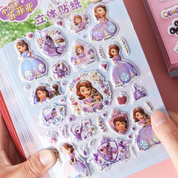  Disney 3D Nafúknuté Bubliny Nálepky Roztomilé Anime Kreslených Princezná Sofia Mickey Minnie Mrazené Dievča Deti Odmenu Knihy, Nálepky Darček