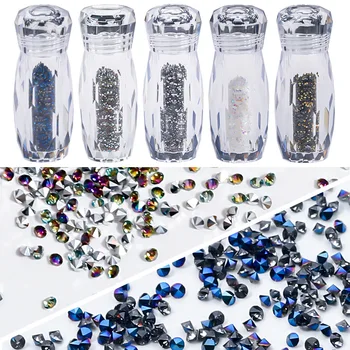  10 Farby Na Nechty, Kryštál, Diamant Prášok Rainbow Farbu, Lesk Šumivé Pigmen Transparen Micro Diamond Fľaša Nail Art Decoration