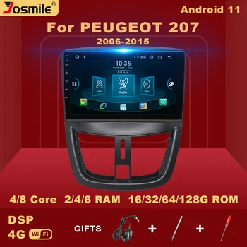  2 Din Android 11 Auto Multimediálne Rádio Prehrávač Pre PEUGEOT 207 2006-GPS, DVD, Video, Navigácie Carplay Wifi DSP RDS DAB 6GB128G