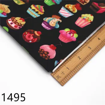 Polovica dvore 45*140 cm cartoon cupcake znak tlače polyester bavlnená tkanina maska ručné remeselné 1495