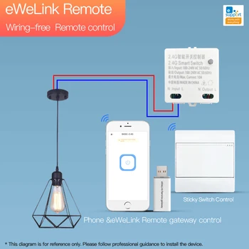  EWeLink Smart Switch BASIC-2.4 G 50m APLIKÁCIU Diaľkové Ovládanie Mini Prepínač 10A RM 2.4 G Smart Úprava Modul Bluetooth Protokol