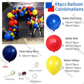  84pcs Ženy Balóny Arch Súprava Červená, Žltá, Tmavo Modrá Latexový Balón Garland Pásy Set Baby Sprcha Nový Rok 2021 Party Dekorácie