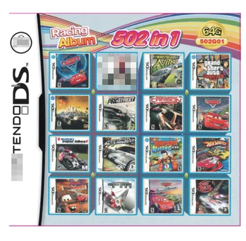  Závodné Album 502 Hry v 1 NDS Game Pack na Kartu Super Combo Kazety pre Nintendo NDS DS, 2DS Nové 3DS