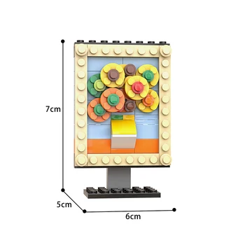 MOC Mini Art Pixel Maľovanie Slnečnice Stavebné Bloky Držiak Pre Van Gogh Kreslenie Ľudských Obrázky Tehly Nápad, Hračky Pre Deti Darček