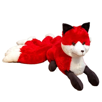  1pc Realisticky Deväť Chvostov Fox Plyšové Hračky Plyšové zvieratko Deväť-Tailed Fox Kitsune Bábiky Kreatívne Darčeky pre Dievčatá Biela Červená Líška Hračky