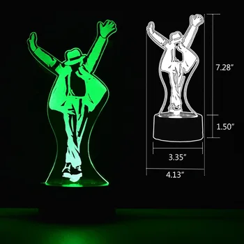  Super Hviezda Michael Jackson Akryl Obrázok 3D Ilúziu Lampa LED Zmena Farby Nočné Svetlo Fanúšikov Kreatívny Darček Spálňa Anime Dekor