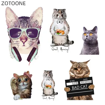  ZOTOONE Cool Cat Záplaty pre Deti Žehlička na Cartoon Zvierat Nálepky na Oblečenie DIY Umývateľný Patch Tepla Prevody Taška Appliqued D