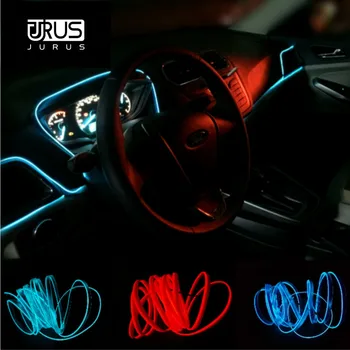  JURUS 5M Auto vnútorné Osvetlenie LED Pásy Dekorácie Garland oceľové Laná Trubice Line Flexibilné Led, Neónové Svetlá S Cigaretou Jednotky