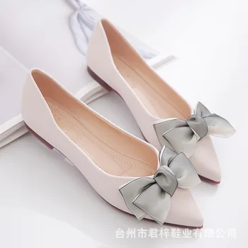  Bowknot ploché topánky 2021 dámske topánky na jar nové lazy topánky s nízkym podpätkom jednej topánky mäkké jediným bežné pohodlné topánky hrach ženy