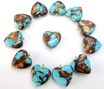  Prírodný kameň srdca Kremeň Turquoises tigrie oko lapis Opál prívesky pre diy Šperky, Náhrdelníky, takže Accessories10PCS