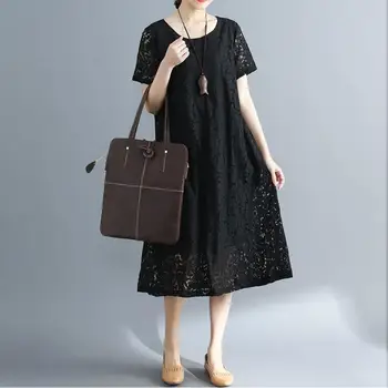  Čipky Boho Letné Dlhé Šaty Žien Vintage Dámske Šaty Bežné Žena, Biela Čierna Ružová Kórejský Šaty 2021 Vestidos