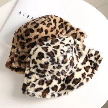  Zimné Vedierko Hat Vintage Kožušiny Leopard Vedierko Hat Hrubé Teplé Bob Pre Ženy, Dievčatá, Panama Vonkajšie Cestovné Rybár Klobúk