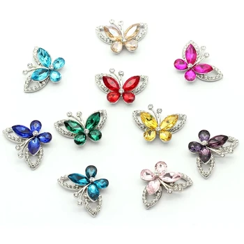  XiChuan Butterfly-tvarované Tlačidlo Crystal Kombinácii Kovová Základňa Kamienkami Štýlový Krištáľové Sklo Pointback Pre Šiť Oblečenie, Obuv