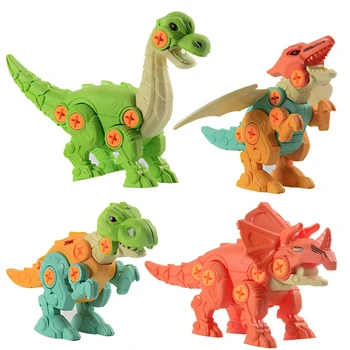  4PCS Deti Hračky Dinosaurov Brať na Seba Dinosaurov pomocou Nástrojov DIY stavebnicový KMEŇOVÝCH Darček pre Vek 3 4 5 6 7 ročné Dieťa