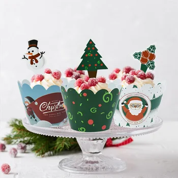  24pcs/set Vianočných Cupcake Wrapper Santa Claus Snehuliak Veniec Tortu Wrapper Vňaťou Vianoce Navidad Strany Pečenie Dezert Dekorácie