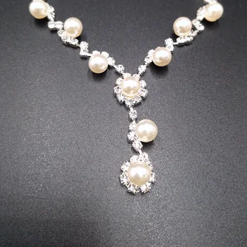  DSHOU180 roztomilý svadobné šperky crystal pearl zirkón nastaviť reťazca svadobné doplnky, náušnice, náhrdelník 2-dielna