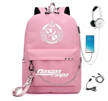  Školský Batoh Anime Danganronpa Teenagerov Školský Batoh USB Port Monokuma Školské tašky Medveď Vzor Študent Knihy Cestovná Taška